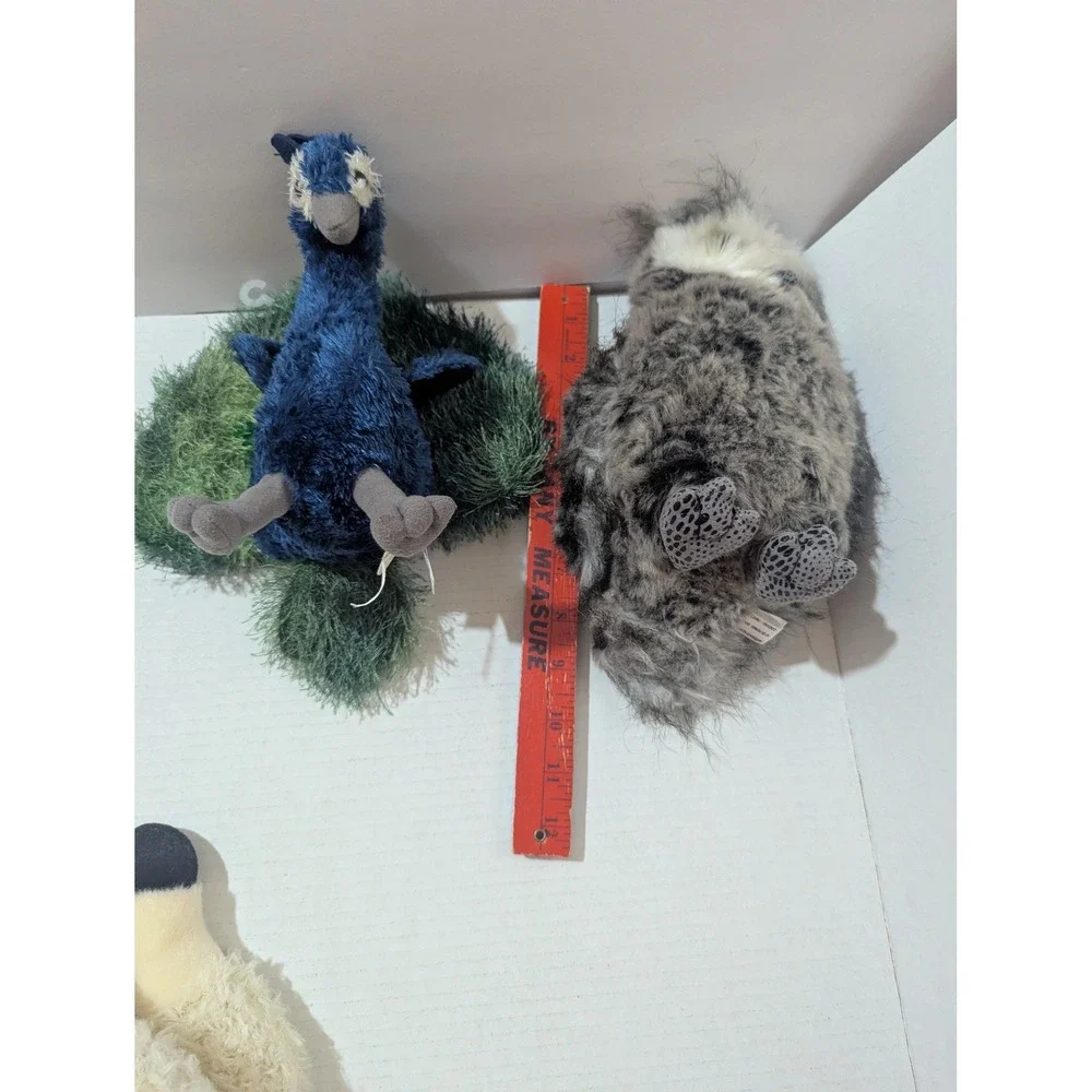 Aurora Plush‎ Lot Peacock Owl Lamb Stuffed Animal Bird Farm Toy Set 3pc